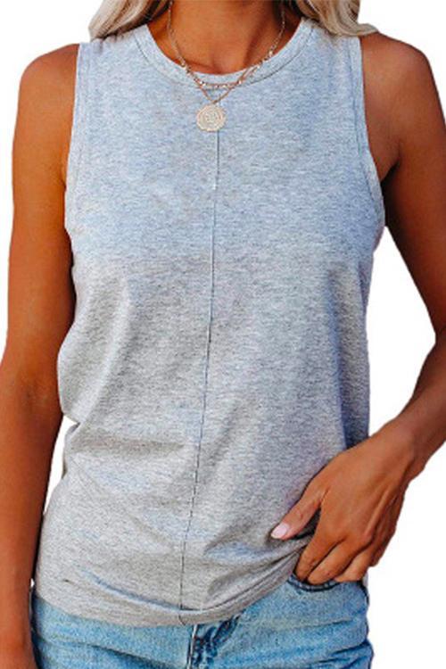 Kelsidress Solid Crewneck Casual Sleeveless Top