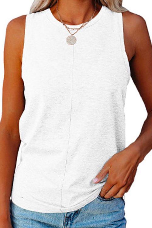 Kelsidress Solid Crewneck Casual Sleeveless Top