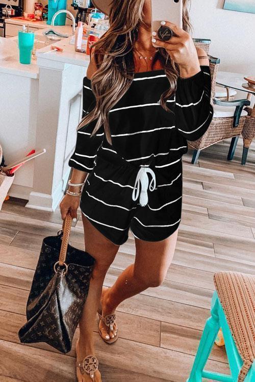 Kelsidress Tie Waist Half Sleeve Striped Jumpsuit