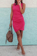 Abito t-shirt con ruches senza maniche a girocollo Kelsidress
