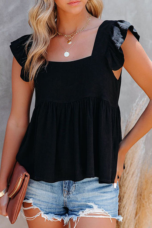 Haut évasé à volants sans manches à encolure carrée Kelsidress