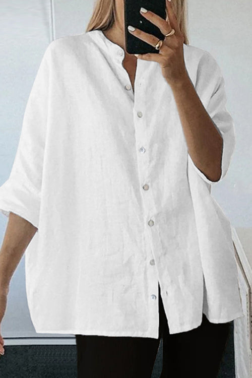 Camicia in tinta unita abbottonata con maniche a 3/4 Kelsidress