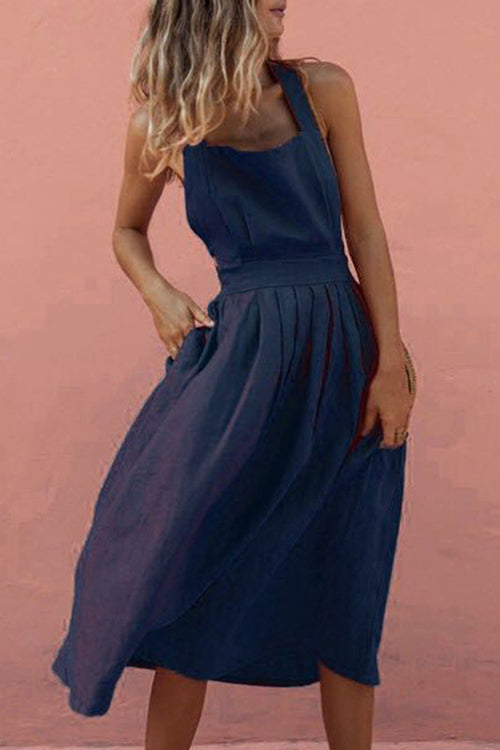 Kelsidress Elegant Sleeveless Pleated Tank Dress