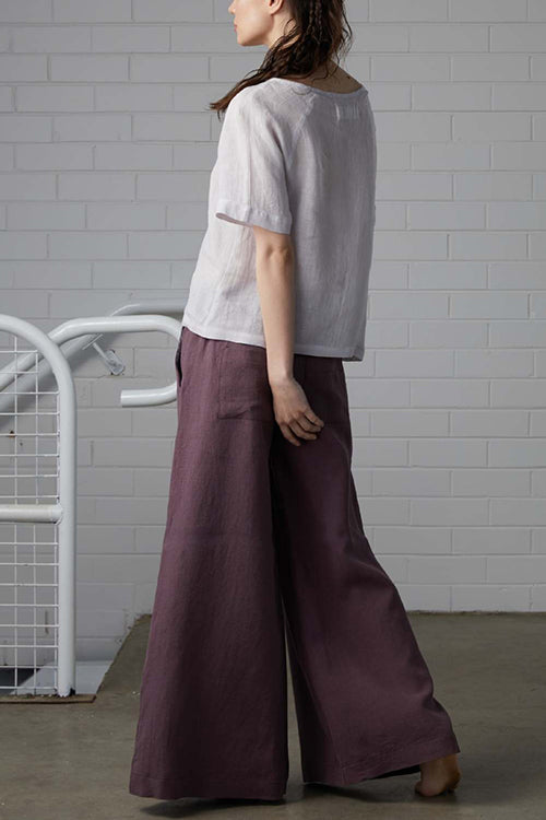 Kelsidress Wide Leg Cotton Linen Solid Pants
