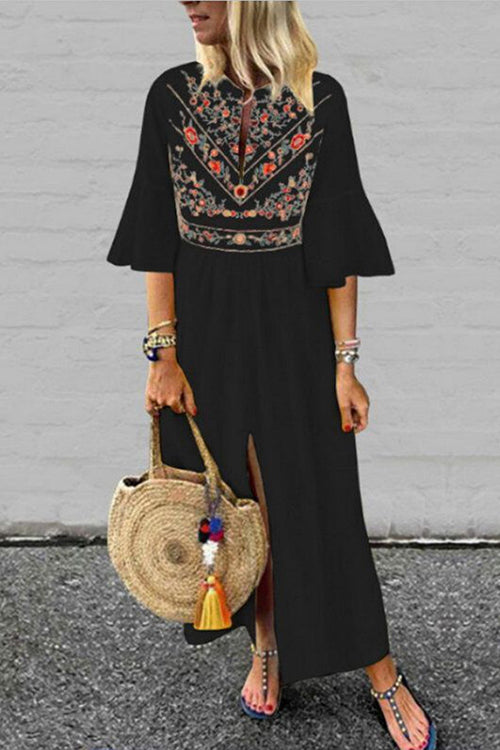 Kelsidress Ärmelloses bedrucktes Kleid mit V-Ausschnitt und Knöpfen