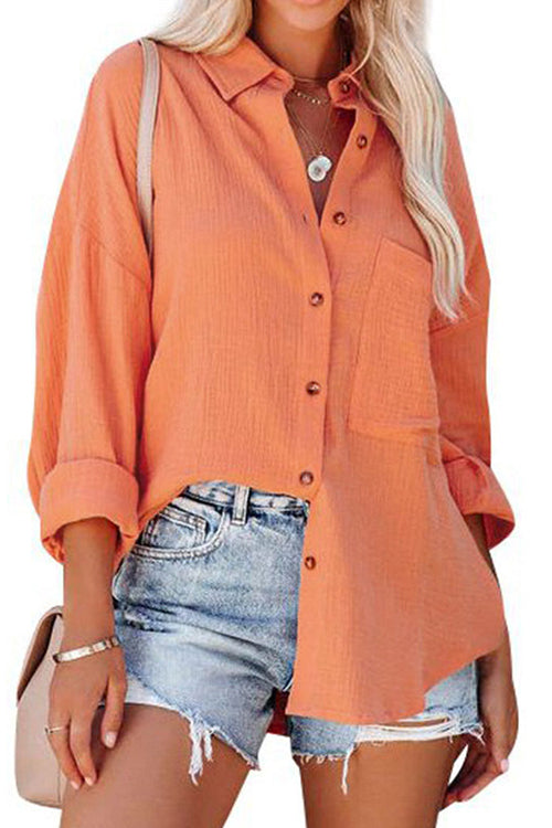 Camicia in tinta unita abbottonata con maniche a 3/4 Kelsidress