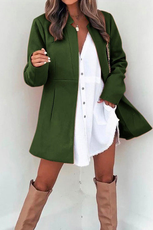 Kelsidress Stand Collar Open Front Cardigan with Pockets