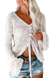 Kelsidress V Neck Bell Sleeve Hollow out Crop Sweater