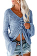 Kelsidress V Neck Bell Sleeve Hollow out Crop Sweater