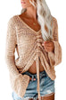 Kelsidress V Neck Bell Sleeve Hollow out Crop Sweater
