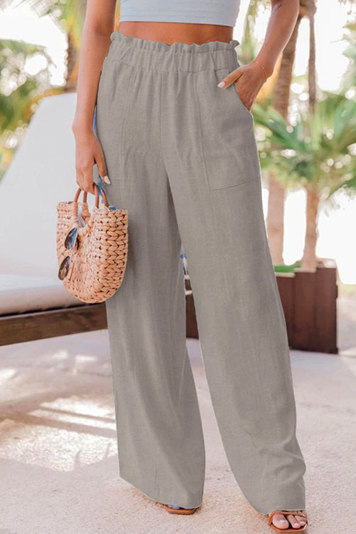 Pantaloni a gamba larga con tasche elastiche in vita Kelsidress