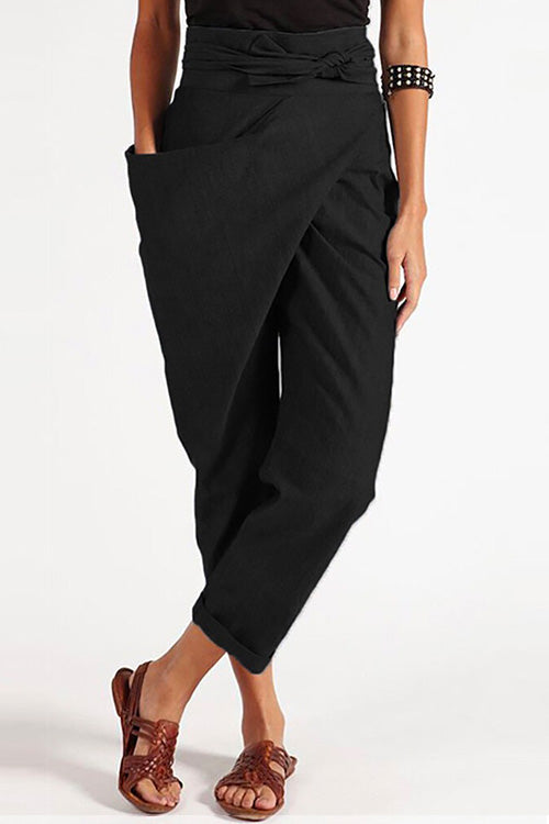 Kelsidress Crewneck Short Sleeve Cut Out Tie Waist Sarouel Combinaison