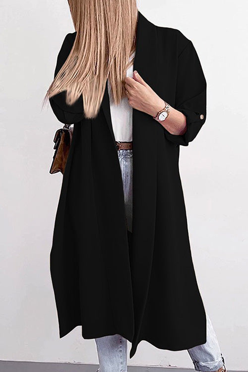 Kelsidress Cardigan mi-long ouvert à manches longues et drapé sur le devant Kelsidress