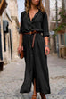 Kelsidress High Waist Button Down Slit Long Dress
