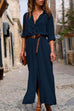 Kelsidress High Waist Button Down Slit Long Dress