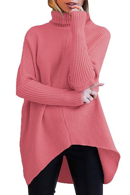 Pullover in maglia con spacco laterale a collo alto Kelsidress Solid