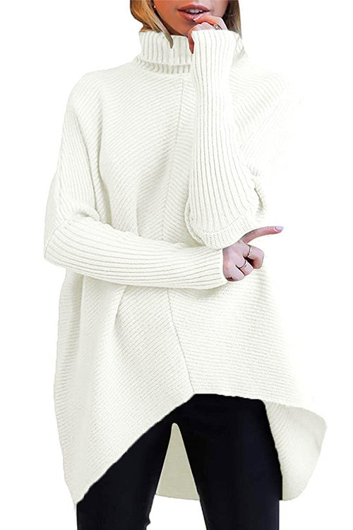 Pullover in maglia con spacco laterale a collo alto Kelsidress Solid