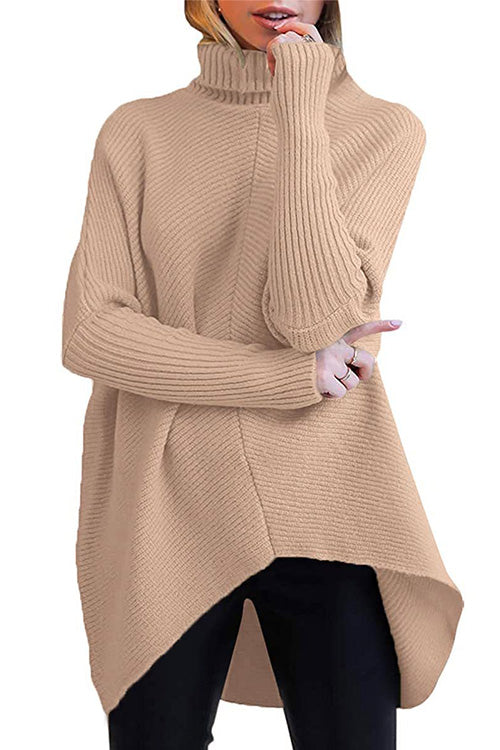 Pullover in maglia con spacco laterale a collo alto Kelsidress Solid