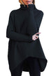 Kelsidress Turtleneck Batwing Sleeve High Low Hem Sweater
