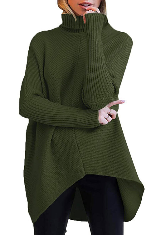 Pullover in maglia con spacco laterale a collo alto Kelsidress Solid
