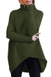 Kelsidress Turtleneck Batwing Sleeve High Low Hem Sweater