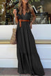 Robe longue à volants sans manches en dentelle à col en V Kelsidress