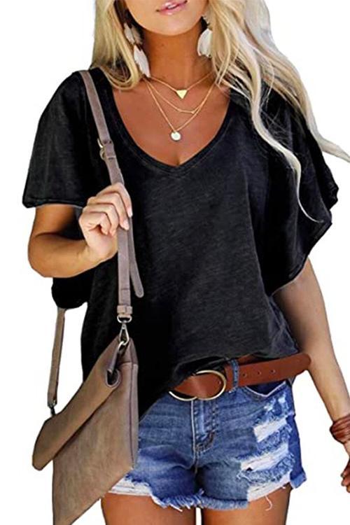 T-shirt Kelsidress a maniche corte con volant e scollo a V