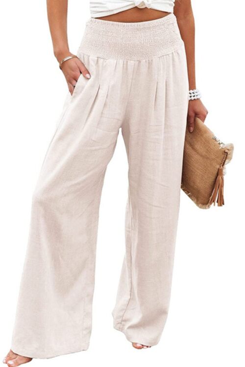 Pantaloni a gamba larga con tasche elastiche in vita Kelsidress