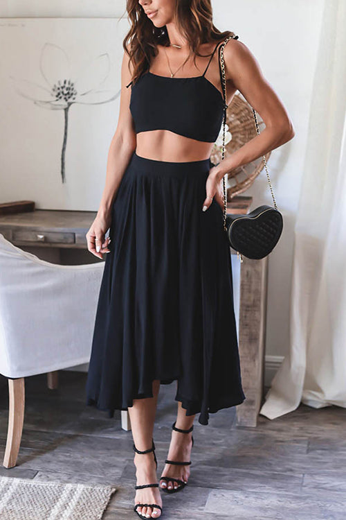 Kelsidress Tie Shoulder Cami Crop Top et Swing Skirt Set