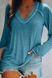 Camicia a tinta unita a maniche lunghe con scollo a V in tinta unita Kelsidress