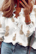 Camicia a maniche lunghe con scollo a V e volant Kelsidress