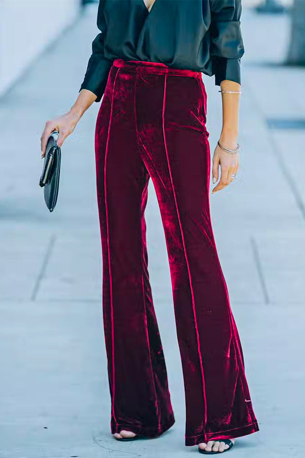 Kelsidress Chicest High Rise Bell Bottom Velvet Pants