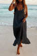 Kelsidress Solid Sleeveless V Neck Ruffle Beach Dress