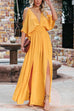 Kelsidress Solides Swing-Kleid mit tiefem V-Ausschnitt und kaltem Schulterschlitz
