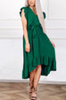 Kelsidress V Neck Tie Waist High lLow Hem Ruffle Dress