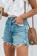 Kelsidress Street Style Raw Hem Ripped Shorts with Pockets