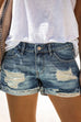 Kelsidress Casual Mid Waist Ripped Shorts