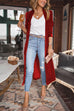 Kelsidress Stylish Lapel Open Front Long Sleeve Velvet Coat