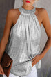 Kelsi Dress Lässiges Neckholder-ärmelloses Metallic-Top