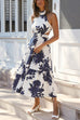 Kelsidress Neckholder-Ausschnitt, ärmelloses, bedrucktes Kleid