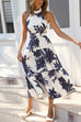 Kelsidress Halter Cut Out Sleeveless Printed Dress