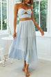 Kelsidress Solide Sans Manches Crop Top et Robe Swing Ensemble Solide