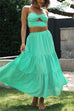 Kelsidress Solide Sans Manches Crop Top et Robe Swing Ensemble Solide