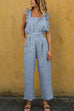 Kelsidress Solid Square Neck Ruffle Sleeveless Jumpsuit