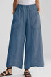Kelsidress Solid Wide Leg Cotton Linen Pants
