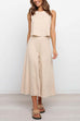 Kelsidress Crewneck Sleeveless Top and Wide Leg Pants Solid Set