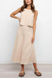 Kelsidress Crewneck Sleeveless Top and Wide Leg Pants Solid Set