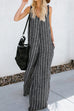 Kelsidress Sleeveless Wide Leg Striped Jumpsuit with Pockets