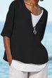 Kelsidress Solid Half Sleeve Cotton Linen Blouse Shirt