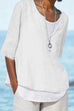 Kelsidress Solid Half Sleeve Cotton Linen Blouse Shirt